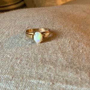 Genuine opal 10k solid gold ring